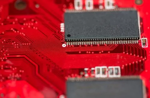 Close up of Electronic Circuits in Technology on  Mainboard 库存照片