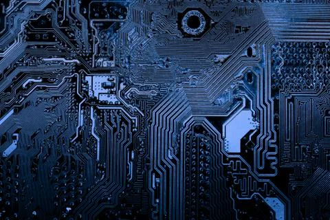 Close up of Electronic Circuits in Technology on  Mainboard 스톡 사진
