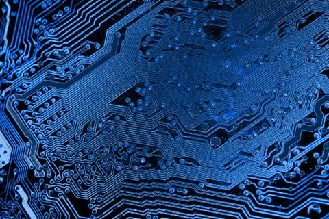 Close up of Electronic Circuits in Technology on  Mainboard Stockfoto's
