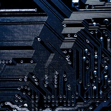 Close up of Electronic Circuits in Technology on  Mainboard 스톡 사진