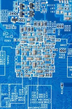 Close up of Electronic Circuits in Technology on  Mainboard 库存照片