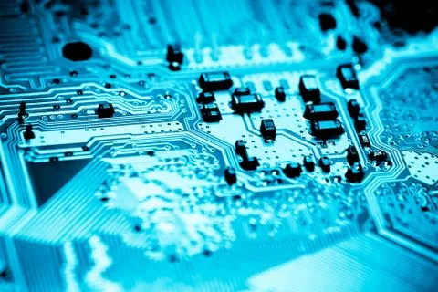 Close up of Electronic Circuits in Technology on  Mainboard Stock Photos