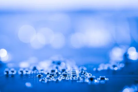 Close up of Electronic Circuits in Technology on  Mainboard 스톡 사진