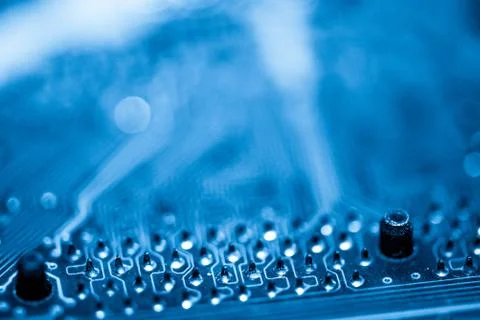 Close up of Electronic Circuits in Technology on  Mainboard 库存照片