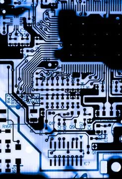Close up of Electronic Circuits in Technology on  Mainboard 스톡 사진
