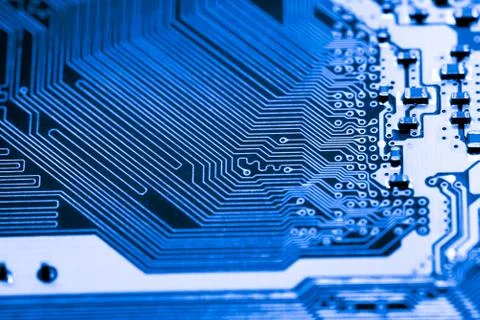 Close up of Electronic Circuits in Technology on  Mainboard 库存照片