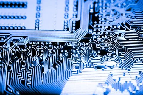 Close up of Electronic Circuits in Technology on  Mainboard Stockfoto's