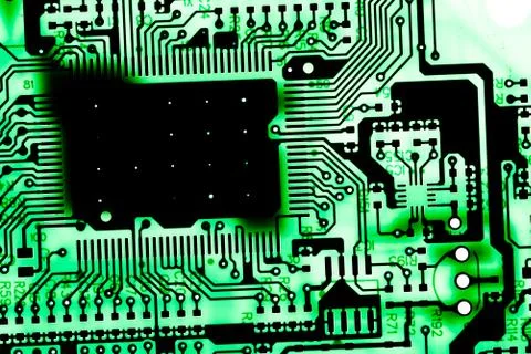 Close up of Electronic Circuits in Technology on  Mainboard 스톡 사진
