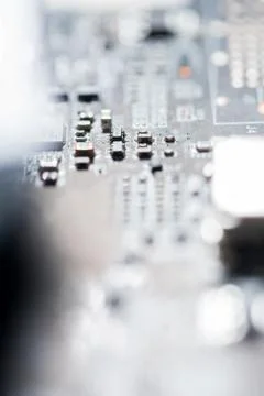 Close up of Electronic Circuits in Technology on  Mainboard 스톡 사진