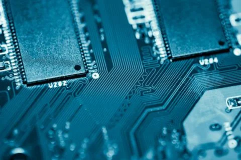 Close up of Electronic Circuits in Technology on  Mainboard 스톡 사진