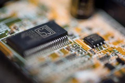 Close up of Electronic Circuits in Technology on  Mainboard Фото