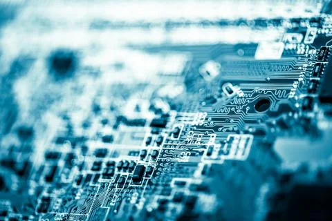 Close up of Electronic Circuits in Technology on  Mainboard Photos