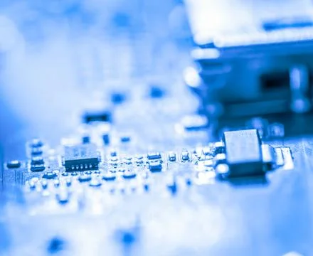 Close up of Electronic Circuits in Technology on  Mainboard Stock Photos