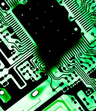 Close up of Electronic Circuits in Technology on  Mainboard Stockfoto's