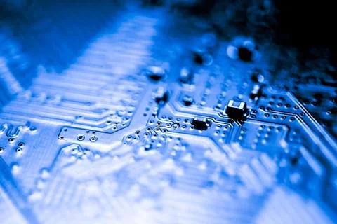 Close up of Electronic Circuits in Technology on  Mainboard 스톡 사진