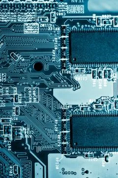 Close up of Electronic Circuits in Technology on  Mainboard 스톡 사진