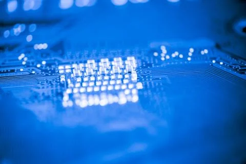 Close up of Electronic Circuits in Technology on  Mainboard 写真素材