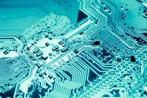 Close up of Electronic Circuits in Technology on  Mainboard 스톡 사진
