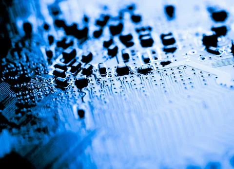 Close up of Electronic Circuits in Technology on  Mainboard 库存照片