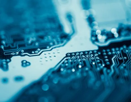 Close up of Electronic Circuits in Technology on  Mainboard 写真素材