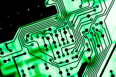 Close up of Electronic Circuits in Technology on  Mainboard Foto stock