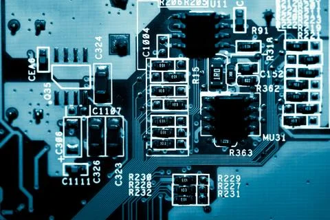 Close up of Electronic Circuits in Technology on  Mainboard Stock Photos
