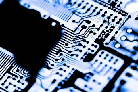 Close up of Electronic Circuits in Technology on  Mainboard 스톡 사진