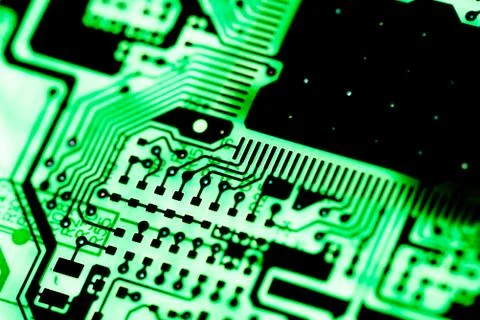 Close up of Electronic Circuits in Technology on  Mainboard 写真素材