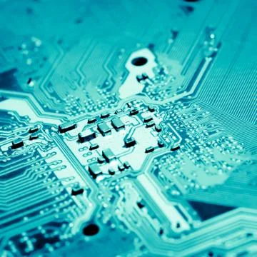 Close up of Electronic Circuits in Technology on  Mainboard 写真素材