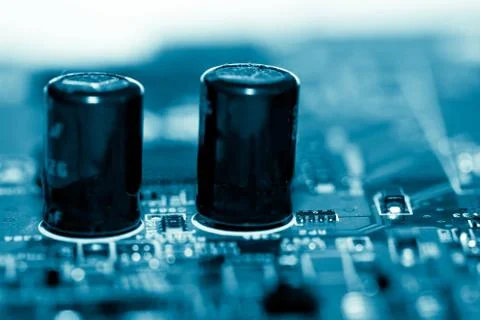 Close up of Electronic Circuits in Technology on  Mainboard 写真素材