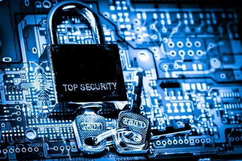 Close up of Electronic Circuits in Technology on  Mainboard 스톡 사진