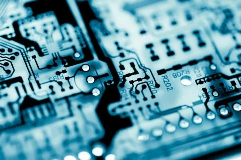 Close up of Electronic Circuits in Technology on  Mainboard Photos