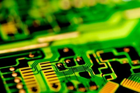 Close up of Electronic Circuits in Technology on  Mainboard 스톡 사진