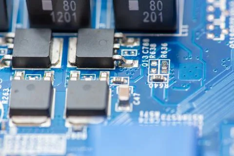 Close up of Electronic Circuits in Technology on  Mainboard Stock-Fotos