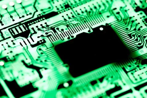 Close up of Electronic Circuits in Technology on  Mainboard 스톡 사진
