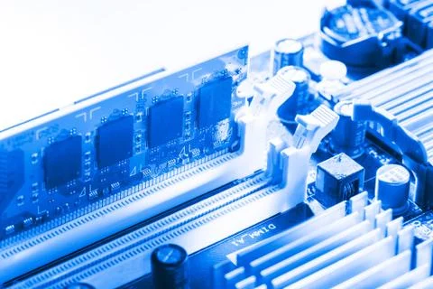 Close up of Electronic Circuits in Technology on  Mainboard Stock Photos
