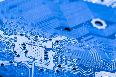 Close up of Electronic Circuits in Technology on  Mainboard Stockfoto's