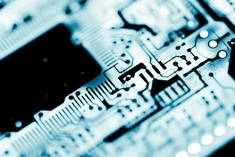 Close up of Electronic Circuits in Technology on  Mainboard Stock Photos