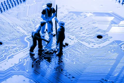 Close up of Electronic Circuits in Technology on  Mainboard Stock Photos