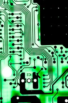 Close up of Electronic Circuits in Technology on  Mainboard Stockfoto's