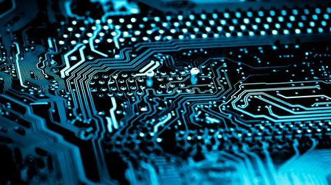 Close up of Electronic Circuits in Technology on  Mainboard 스톡 사진