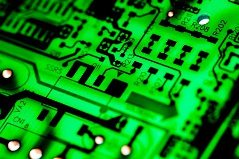 Close up of Electronic Circuits in Technology on  Mainboard 스톡 사진