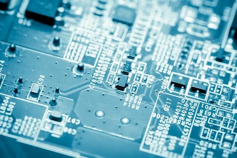 Close up of Electronic Circuits in Technology on  Mainboard Stockfoto's