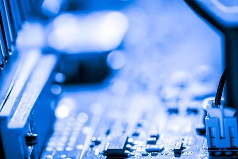 Close up of Electronic Circuits in Technology on  Mainboard Photos