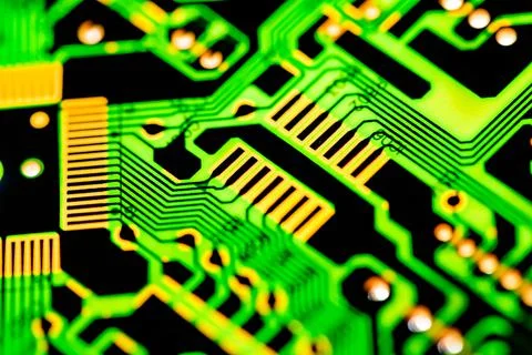 Close up of Electronic Circuits in Technology on  Mainboard Stockfoto's