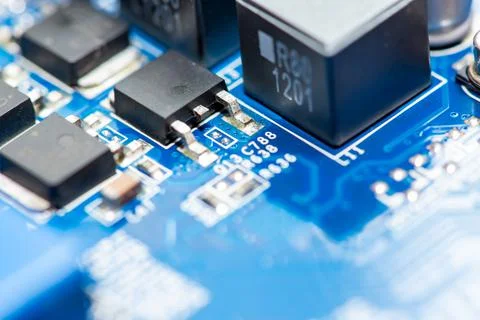 Close up of Electronic Circuits in Technology on  Mainboard 库存照片