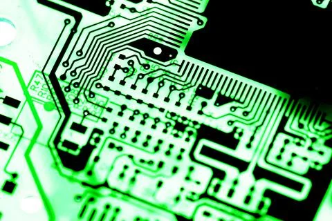 Close up of Electronic Circuits in Technology on  Mainboard Stockfoto's