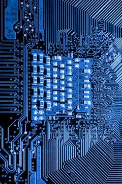 Close up of Electronic Circuits in Technology on  Mainboard 库存照片