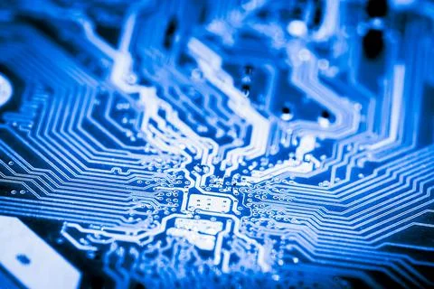 Close up of Electronic Circuits in Technology on  Mainboard Stock Photos