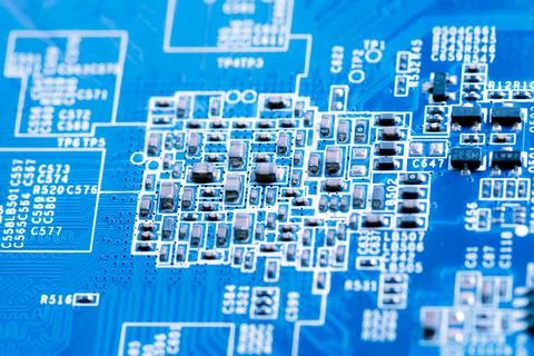 Close up of Electronic Circuits in Technology on  Mainboard Stock Photos